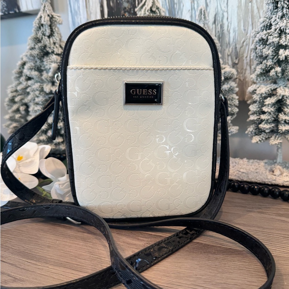 GUESS Cream and Black Crossbody Bag